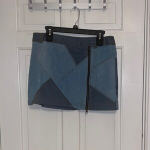 Nanette Lepore Blue Patchwork Mini Skirt